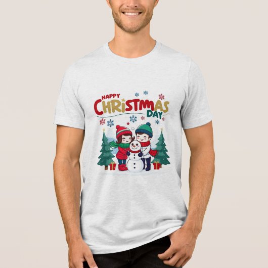Gelukkige kerstdag Tri-Blend shirt (Voorkant)