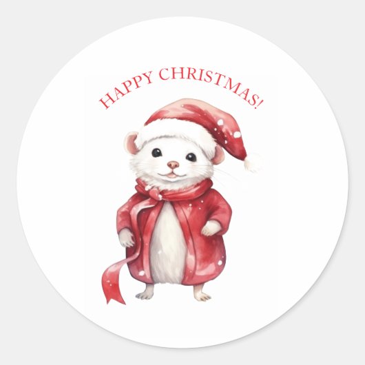 GELUKKIGE KERSTIS MUIS STICKER (Voorkant)