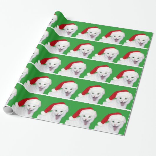 Gelukkige kerstkat cadeaupapier (Uitgerold)