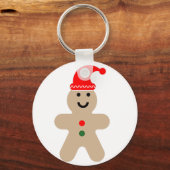 Gelukkige kerstman in een rode muts sleutelhanger (Voorkant)