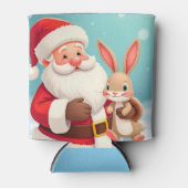 Gelukkige Kerstman in Sneeuwrijke Winter Scene Blikjeskoeler (Voorkant)