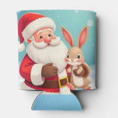 Gelukkige Kerstman in Sneeuwrijke Winter Scene Blikjeskoeler (Achterkant)