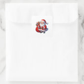 Gelukkige Kerstman Kerstmis Vierkante Sticker (Tas)