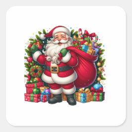 Gelukkige Kerstman Kerstmis Vierkante Sticker