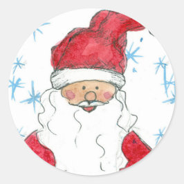 Gelukkige Kerstman Kerstvakantie Sneeuwvlokken Ronde Sticker
