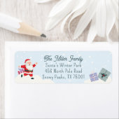 Gelukkige Kerstman, lichtblauw kerstretour adres Etiket (Insitu)