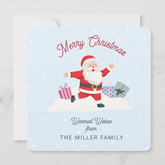 Gelukkige Kerstman, lichtblauwe Kerst Kaart (Voorkant)
