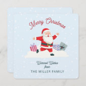 Gelukkige Kerstman, lichtblauwe Kerst Kaart (Voorkant / Achterkant)
