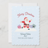 Gelukkige Kerstman, lichtblauwe kerstkaart Kaart (Voorkant)