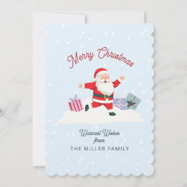 Gelukkige Kerstman, lichtblauwe kerstkaart Kaart