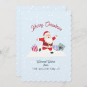 Gelukkige Kerstman, lichtblauwe kerstkaart Kaart (Voorkant / Achterkant)