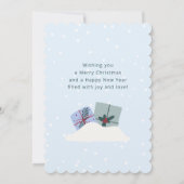 Gelukkige Kerstman, lichtblauwe kerstkaart Kaart (Achterkant)