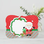 Gelukkige Kerstman met cadeau Feestdagenkaart (Staand voorkant)