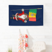 Gelukkige Kerstman met vlag van Los Angeles Spandoek (Insitu)