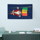 Gelukkige Kerstman met vlag van Los Angeles Spandoek (Beurs)
