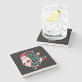 Gelukkige Kerstman springen en glimlachen zeggen h Stenen Onderzetter (Zijkant)