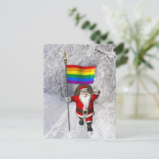 Gelukkige Kerstman steunt homorechten Feestdagenkaart (Staand voorkant)