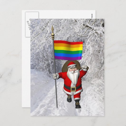 Gelukkige Kerstman steunt homorechten Feestdagenkaart (Voorkant / Achterkant)