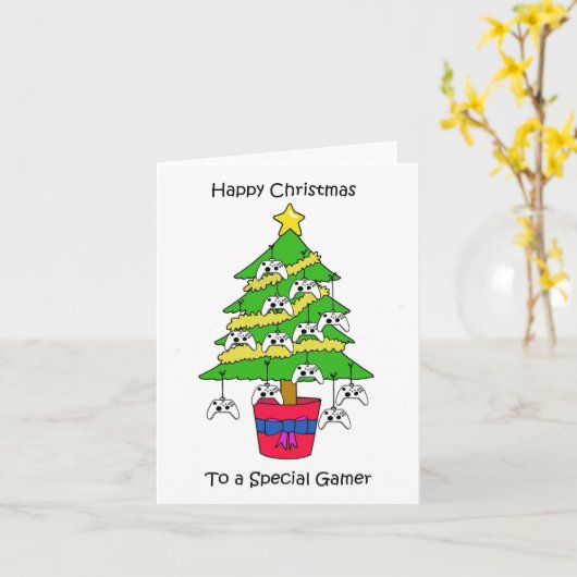 Gelukkige Kerstmis aan Gamer Kaart (Gele Bloem)