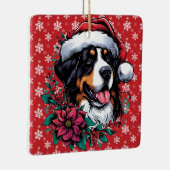 Gelukkige Kerstmis Berner Berg Hond Santa Hat Keramisch Ornament (Rechts)