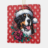 Gelukkige Kerstmis Berner Berg Hond Santa Hat Keramisch Ornament (Links)