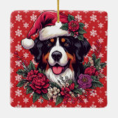 Gelukkige Kerstmis Berner Berg Hond Santa Hat Keramisch Ornament (Achterkant)