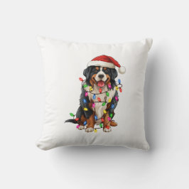 Gelukkige Kerstmis Berner Berg Hond Santa Hat Kussen