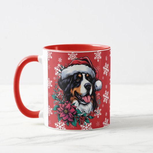 Gelukkige Kerstmis Berner Berg Hond Santa Hat Mok (Links)