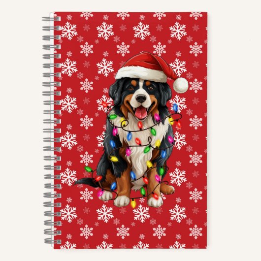 Gelukkige Kerstmis Berner Berg Hond Santa Hat Notitieboek (Voorkant)
