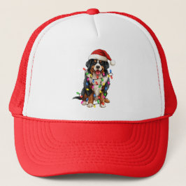 Gelukkige Kerstmis Berner Berg Hond Santa Hat Trucker Pet