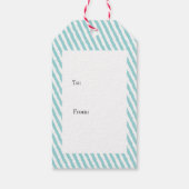Gelukkige Kerstmis Blauwe streep Kerstmis cadeau t Cadeaulabel (Achterkant)
