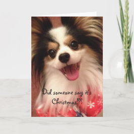 Gelukkige Kerstmis die Kaart Papillon glimlachen