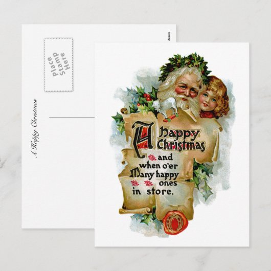 Gelukkige Kerstmis Feestdagenkaart (Voorkant / Achterkant)