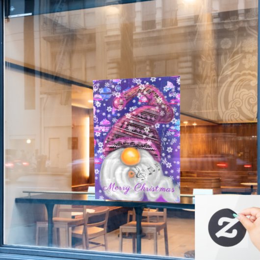 Gelukkige Kerstmis Gnome Venster Cling Raamsticker (Cafe Raam)
