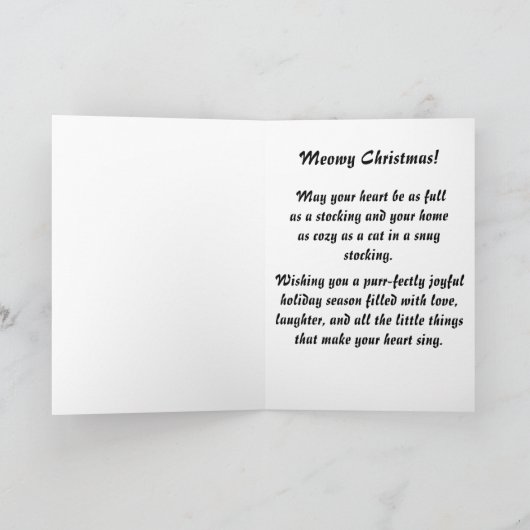 Gelukkige Kerstmis Grappige Kitty Kat Kous Feestdagen Kaart (Binnen)