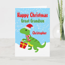 Gelukkige Kerstmis Grote Kleinzoon Dinosaurus T Re Kaart