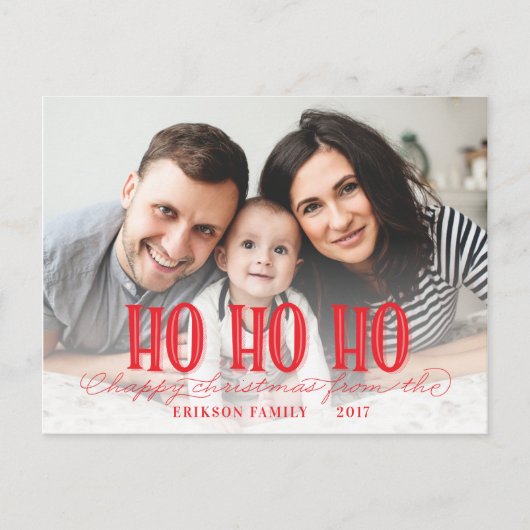 GELUKKIGE KERSTMIS HO HO HO FEESTDAGENKAART (Voorkant)