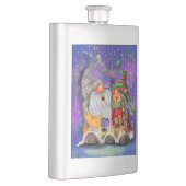 Gelukkige Kerstmis Paar Gnomen Flask Flacon (Rechts)