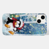 Gelukkige Kerstmis Pinguïn iPhone Case (Achterkant (horizontaal))
