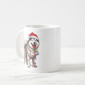 Gelukkige Kerstmis Siberische Husky met Santa Hat Koffiemok (Voorkant links)