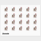 Gelukkige Kerstmis Siberische Husky met Santa Hat Ronde Sticker (Vel)