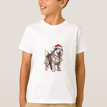 Gelukkige Kerstmis Siberische Husky met Santa Hat