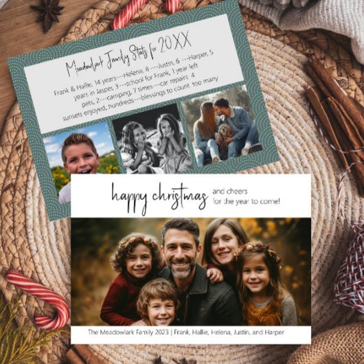 Gelukkige Kerstmis Vier Fotokaart Feestdagenkaart