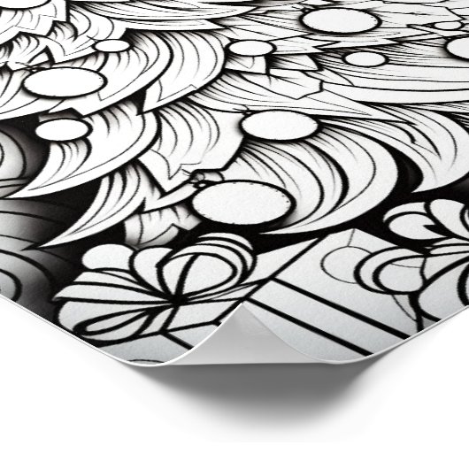 Gelukkige Kerstmis Volwassen Kleuring Poster (Hoek)