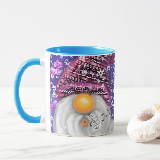 Gelukkige Kerstmiskabouter in Paarse Pet Mok (Met donut)