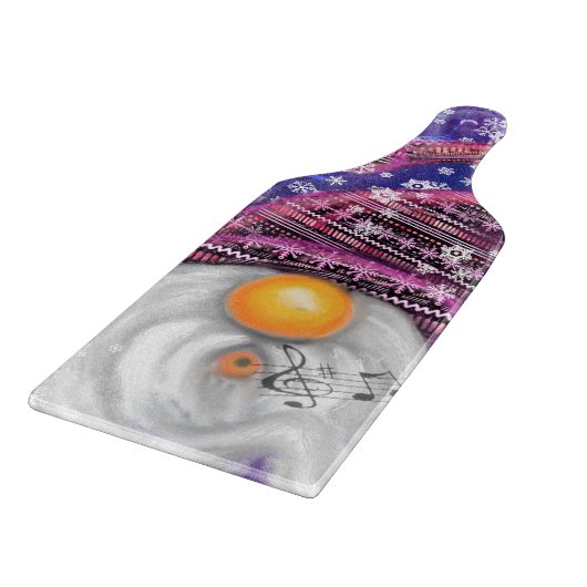 Gelukkige Kerstmiskabouter in Paarse Petten snijpl Snijplank (Hoek)