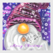 Gelukkige Kerstmiskabouter in Paarse Petten venste Raamsticker (Vel)