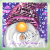 Gelukkige Kerstmiskabouter in Paarse Petten venste Raamsticker (Vel 3)