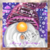 Gelukkige Kerstmiskabouter in Paarse Petten venste Raamsticker (Vel 2)