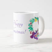 Gelukkige Kerstmiskrans met 2 Bogen Grote Koffiekop (Voorkant rechts)